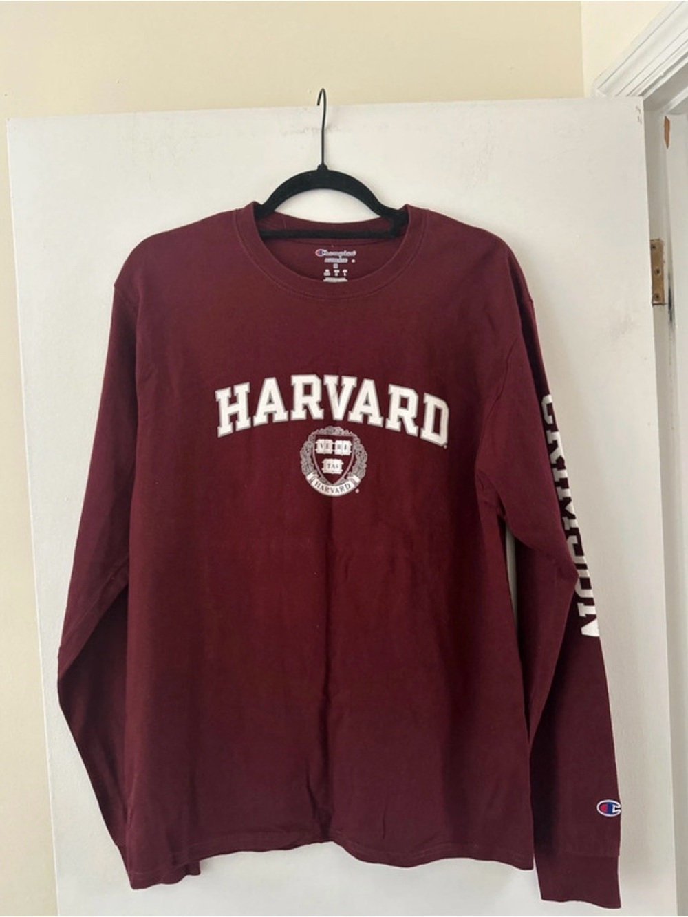Champion Maroon Harvard Long-Sleeve Tee
